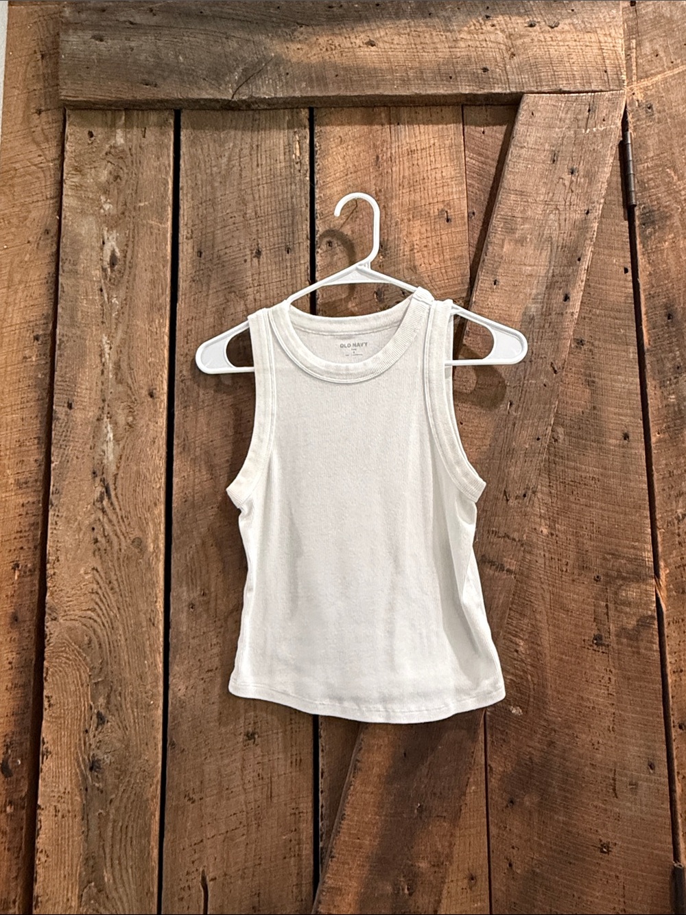 Old Navy Cream Ribbed Kids Tank Top